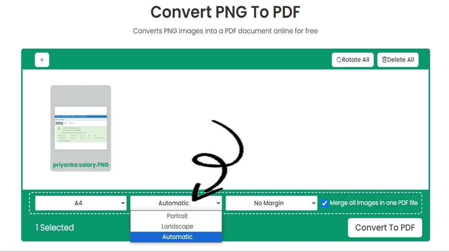 Simple PNG to PDF Converter
